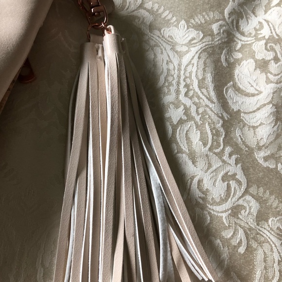 Imitation Cork Crossbody Purse With Rose Gold Toned Hardware & Tassels - Picture 6 of 10